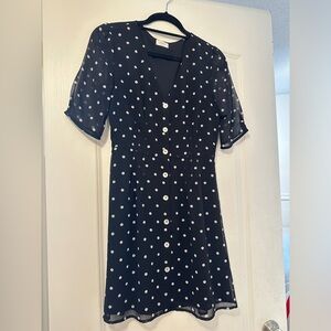 WILFRED ARITZIA BUTTON UP POLKA DOT DRESS SIZE 2